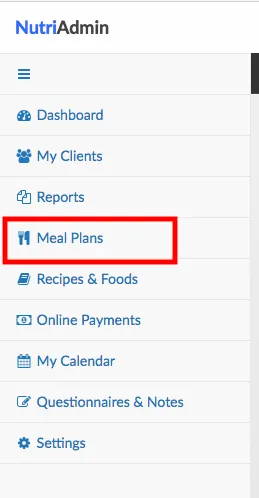 meal plans menu